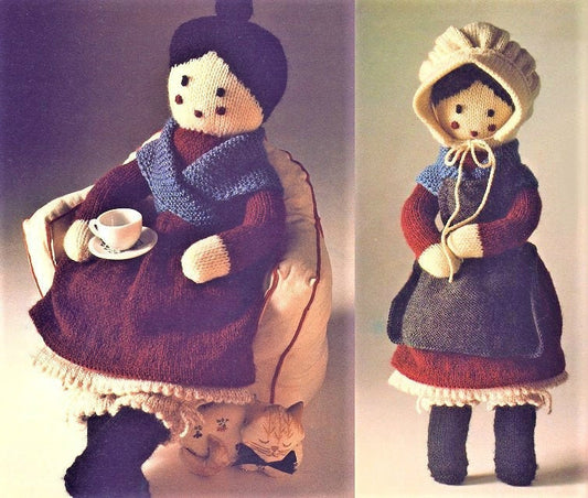 Vintage Knitting Pattern 18" Granny Grandma Grandmother Doll PDF Instant Digital Download Knitted Amigurumi Soft Toy 5 Ply