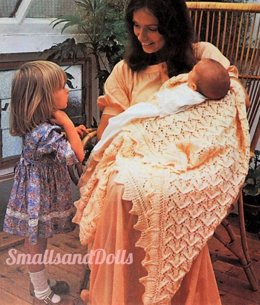 Vintage Knitting Pattern Shetland Lace Baby Shawl Blanket PDF Instant Digital Download Heirloom Christening Wrap 5 Ply