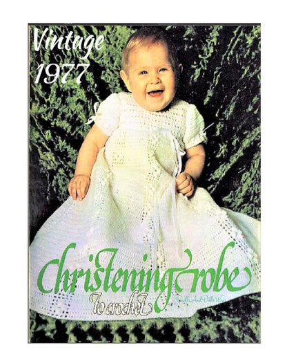 Vintage Crochet Pattern Long Bobble Panels Baby Christening Dress PDF Instant Digital Download Baptism Blessing Gown 0-6m 3 Ply