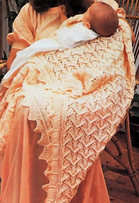 Vintage Knitting Pattern Shetland Lace Baby Shawl Blanket PDF Instant Digital Download Heirloom Christening Wrap 5 Ply