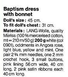 Vintage Knitting Pattern Baptism Lace Christening Dress Bonnet Shawl for 18 Inch Doll PDF Instant Digital Download Leaf & Flower Design