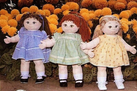 Vintage Sewing Pattern 18" Soft Sculpture Dolls Girl Dollys & Dresses PDF Instant Digital Download Plush Fabric Soft Toys Full Size Patterns