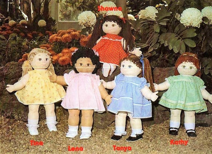 Vintage Sewing Pattern 18" Soft Sculpture Dolls Girl Dollys & Dresses PDF Instant Digital Download Plush Fabric Soft Toys Full Size Patterns