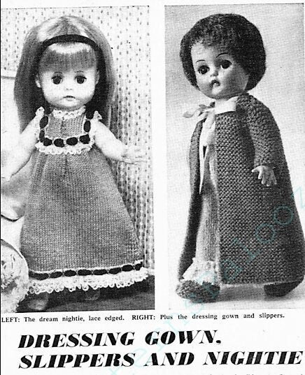 Vintage Knitting Pattern Knit Doll Clothes Outfits For 12 13 Inch Dolls PDF Instant Digital Download Retro 1966 Clothing 3 Ply 6 Ply