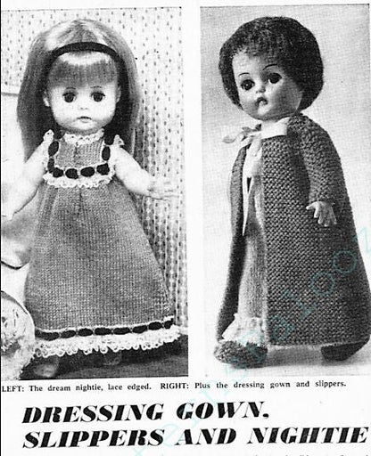 Vintage Knitting Pattern Knit Doll Clothes Outfits For 12 13 Inch Dolls PDF Instant Digital Download Retro 1966 Clothing 3 Ply 6 Ply