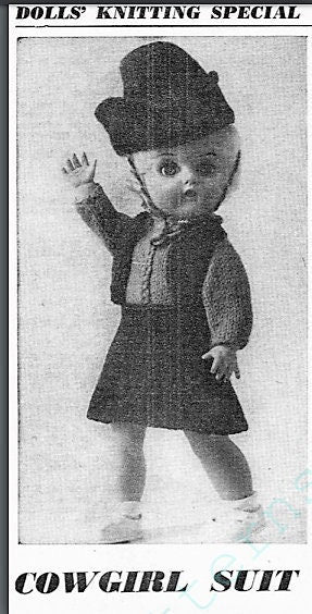 Vintage Knitting Pattern Knit Doll Clothes Outfits For 12 13 Inch Dolls PDF Instant Digital Download Retro 1966 Clothing 3 Ply 6 Ply
