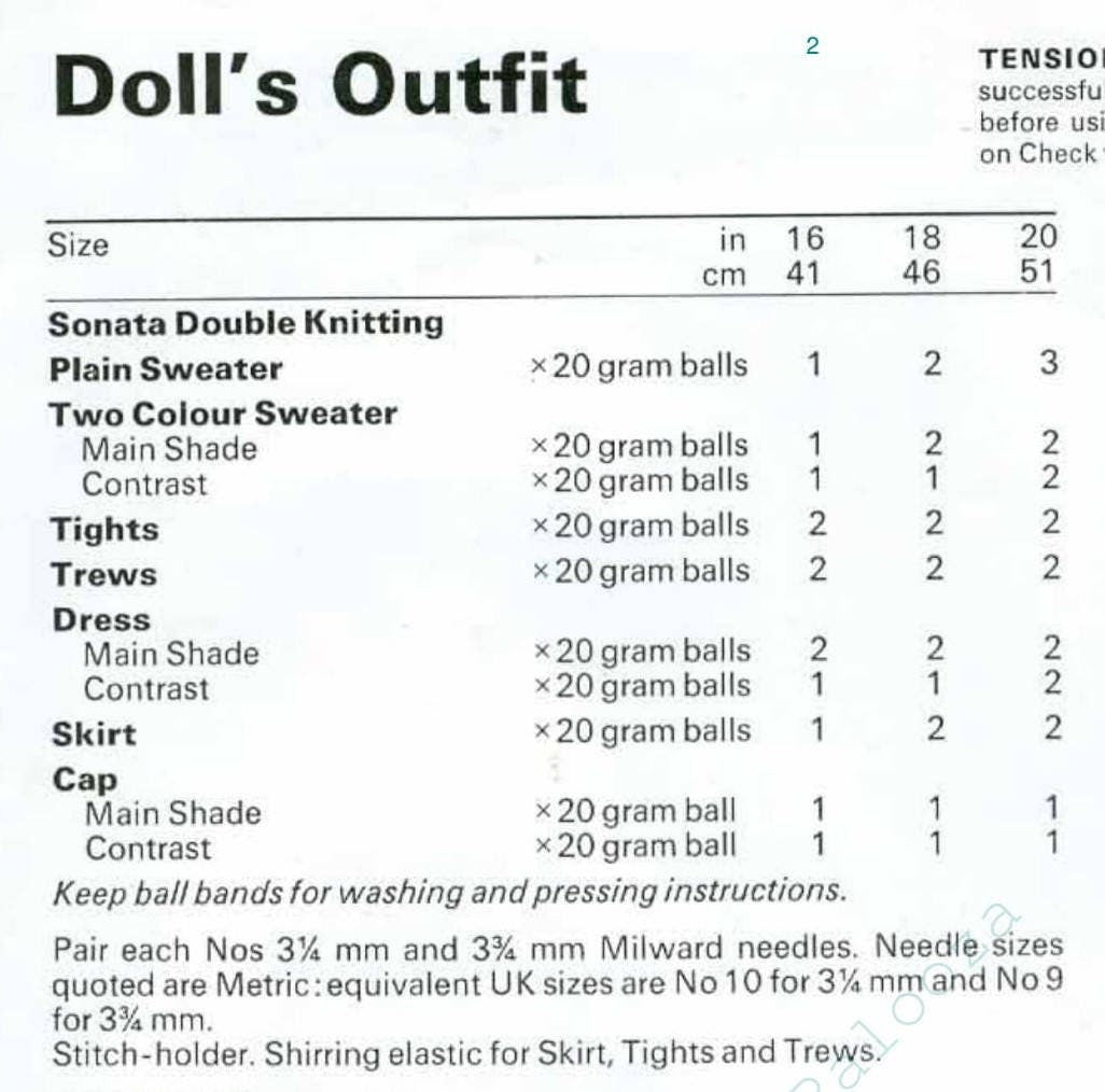 Vintage 1970s Knitting Patterns Knit Doll Clothes 7 Piece Wardrobe For 16 18 20 Inch Dolls In DK PDF Instant Download Knitted Outfit