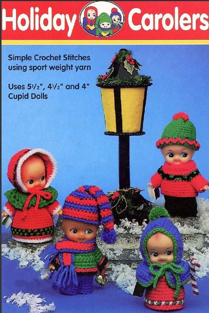 Vintage Crochet Pattern 4" Christmas Carolers Cutie Cupid Impkins Dolls Outfits PDF Instant Digital Download Small Kewpie Dolly Clothes