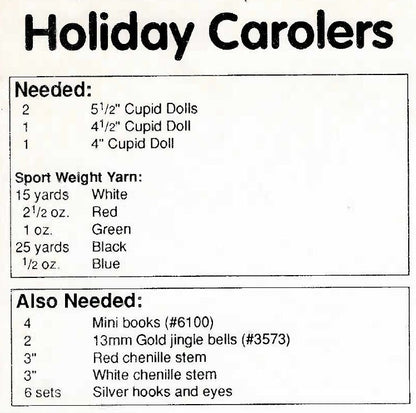 Vintage Crochet Pattern 4" Christmas Carolers Cutie Cupid Impkins Dolls Outfits PDF Instant Digital Download Small Kewpie Dolly Clothes