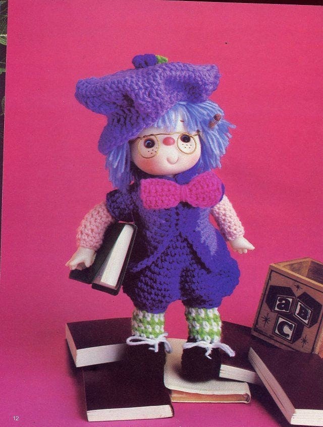 Vintage Crochet Patterns Yarn Head Dolls Outfits Flavorful Friends Dumplin Designs Mitzy PDF Instant Digital Download 12 Yummy Dolls 1980s