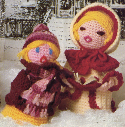 Vintage Crochet Pattern 7" Christmas Carolers Dolls PDF Instant Digital Download Caroling Family Amigurumi Soft Toys 10 Ply