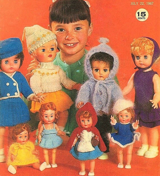 Vintage 1960s Knitting Patterns Various Knit Doll Clothes 8 Outfits For 7" 13" and 15" Dolls PDF Instant Digital Download Retro Clothing