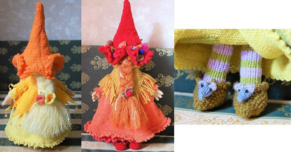 Vintage Knitting Pattern Knit Four Seasons Witch Dolls 20" PDF Instant Digital Download Winter Spring Summer Autumn Amigurumi Witches 8 Ply