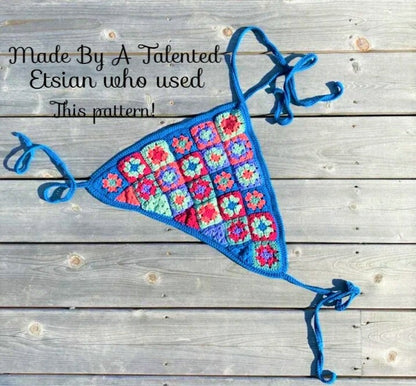 Vintage Crochet Pattern Womens Retro Granny Square Halter Tops PDF Instant Digital Download 2 Styles Hippie Boho Midriff Midis 1970s 5 Ply