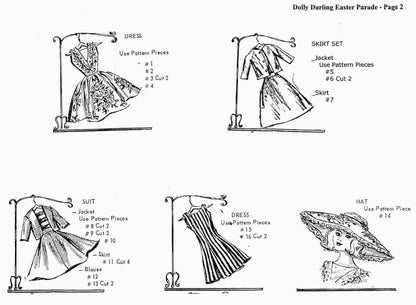 Vintage 1960s Sewing Patterns Dolly Darling 11" Toy Fashion Doll Outfits To Sew PDF Instant Download Clothes Outfits FOUR Pattern Sets