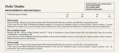 Vintage Knitting Pattern Knit Doll Clothes 3 Outfits For 12 14 16 Inch Dolls In DK PDF Instant Download Angel Top Hats Romper Sets Dk 8 Ply