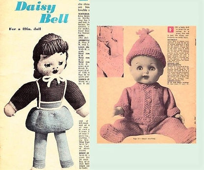 Vintage Knitting Patterns Knit Doll Clothes Outfits For 12 13 14 15 Inch and Fashion Dolls PDF Instant Download Retro 1960s Clothing 3 Ply