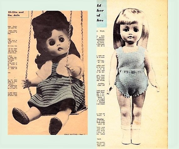 Vintage Knitting Patterns Knit Doll Clothes Outfits For 12 13 14 15 Inch and Fashion Dolls PDF Instant Download Retro 1960s Clothing 3 Ply