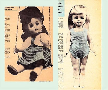 Vintage Knitting Patterns Knit Doll Clothes Outfits For 12 13 14 15 Inch and Fashion Dolls PDF Instant Download Retro 1960s Clothing 3 Ply