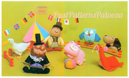 Vintage Sewing Pattern 5" Doctor Doolittle and Animals Felt Soft Toy Doll Figures Playset PDF Instant Digital Download