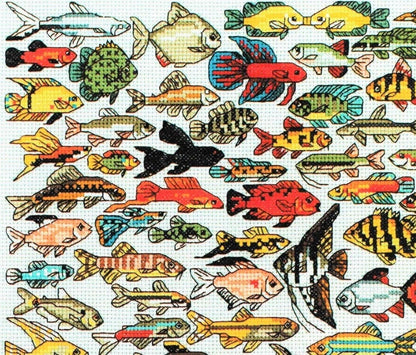 Vintage Cross Stitch Pattern Mini Aquarium Fish Motifs PDF Instant Digital Download Embroidery 90 Tropical Tank Fish Designs 1-3" A1