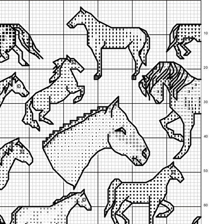 Vintage Cross Stitch Patterns Mini Horse Motifs PDF Instant Digital Download Embroidery 40 Cute Miniature Horse Pony Designs A1