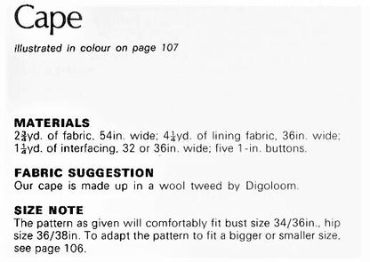 Vintage Sewing Pattern Womens Wool Tweed Cape Coat PDF Instant Digital Download Groovy A-Line Cloak 1973
