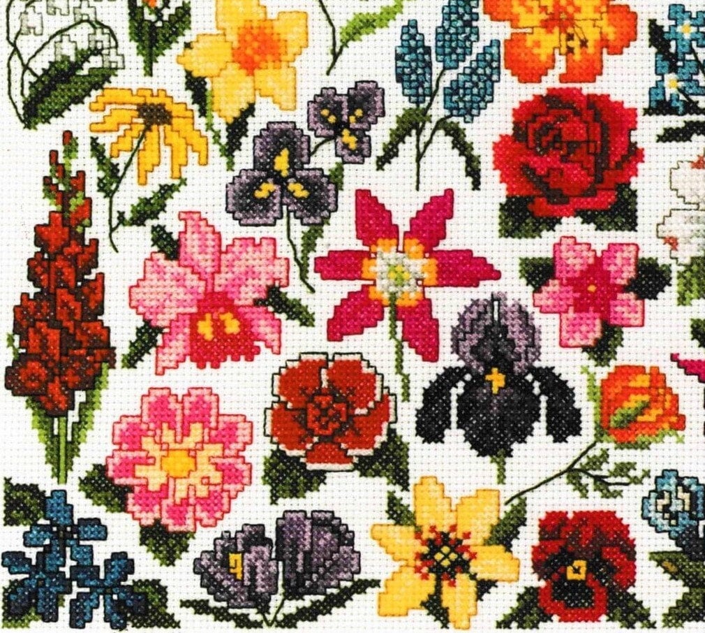 Vintage Cross Stitch Patterns Mini Spring Garden Flowers Motifs PDF Instant Digital Download Embroidery 40 Miniature Floral Designs A1