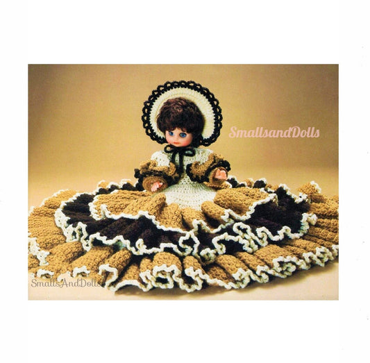 Vintage Crochet Pattern 13" Libby Bed Doll Ruffled Dress Hat Outfit PDF Instant Digital Download Sweet Dreams Dumplin Designs 10 Ply