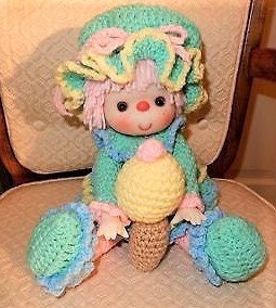 Vintage Crochet Pattern 14" Lollipop Lane Sherbet Ice Cream Yarn Head Doll PDF Instant Digital Download Retro 1980s Dumplin Designs 4 Ply