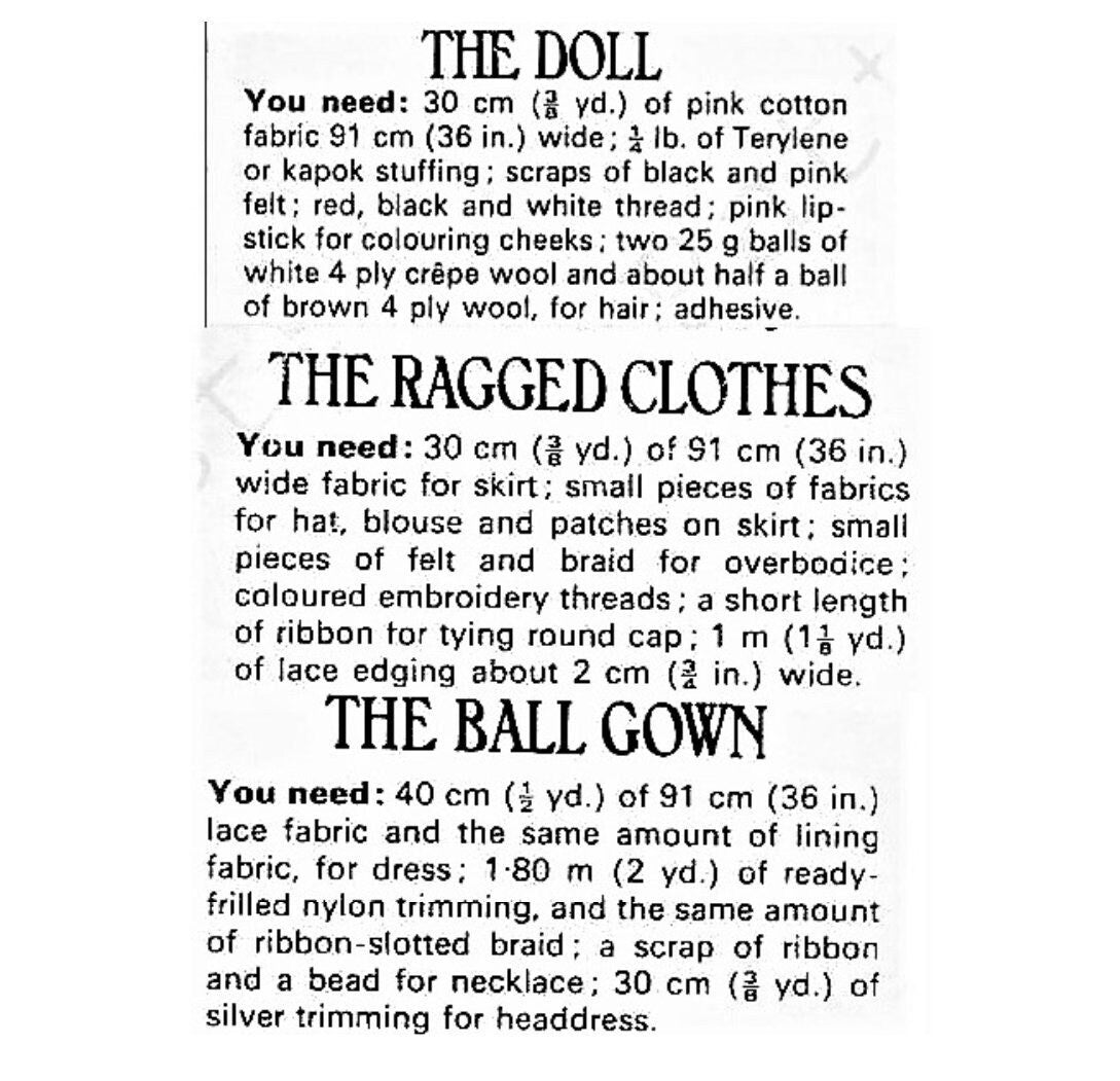 Vintage Sewing Pattern 18" Fabric Cinderella Topsy Turvy Doll c. 1975 PDF Instant Digital Download Retro Toy Fairytale Dolly Rags to Riches