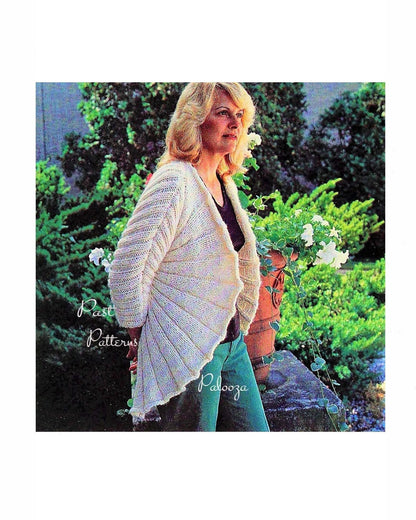 Vintage Knitting Pattern Womens Butterfly Fan Jacket Ribbed Open Cardigan PDF Instant Digital Download 10 Ply