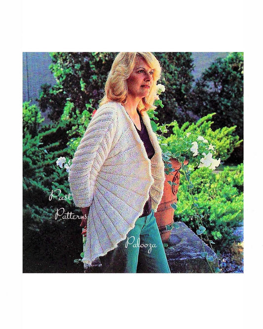 Vintage Knitting Pattern Womens Butterfly Fan Jacket Ribbed Open Cardigan PDF Instant Digital Download 10 Ply