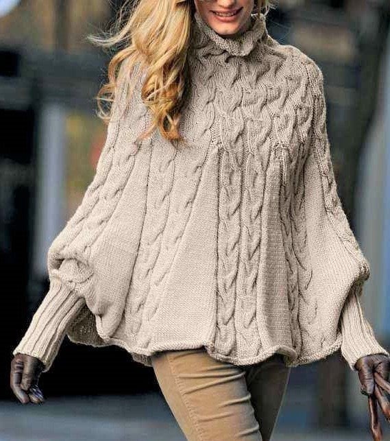 Vintage Knitting Pattern Womens Aran Cable Cabled Poncho Swing Sweater Design PDF Instant Digital Download 10 Ply