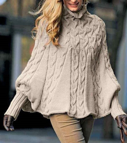 Vintage Knitting Pattern Womens Aran Cable Cabled Poncho Swing Sweater Design PDF Instant Digital Download 10 Ply