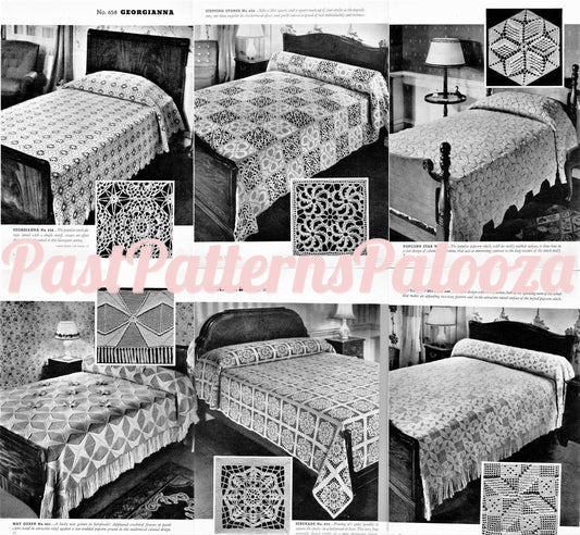 Vintage Bedspread Patterns 12 to Crochet and 2 to Knit in Cotton Thread c. 1938 PDF Instant Digital Download Heirloom Heirloom Bed Spreads