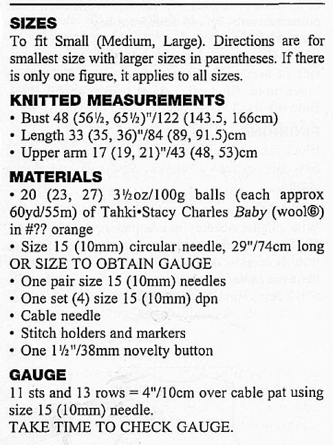 Vintage Knitting Pattern Womens Long Chunky Cable Knit Hooded Coat PDF Instant Digital Download Oversized Cardigan Jacket with Hood 14 Ply