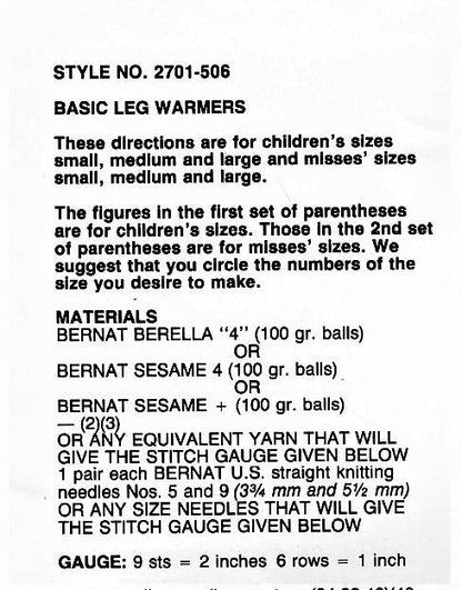 Vintage Knitting Pattern Knit Legwarmers PDF Instant Digital Download Retro Leg Warmers 80s 1980s 10 Ply Aran