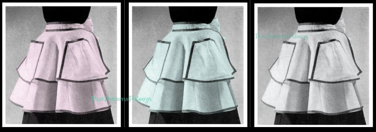 Vintage Sewing Pattern Womens Sheer Organza Organdy Party Apron Instant Digital Download Half Circle Hostess Apron To Sew Gingham Retro 50s