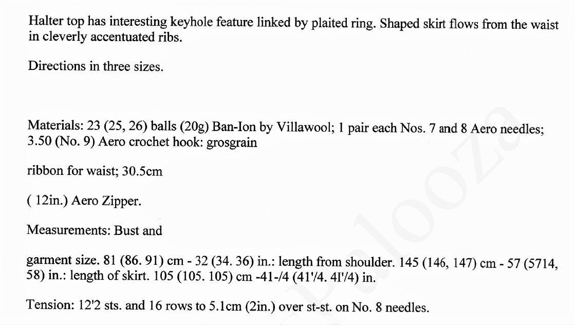 Vintage Knitting Pattern Womens Keyhole Halter Maxi Dress PDF Instant Digital Download Long Retro Ribbed Summer Dress DK