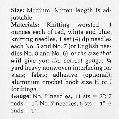 Vintage Knitting Pattern Womens 4th Of July Stars Stripes Patriotic Stocking Hat Mittens Set PDF Instant Digital Download Scarf-Hat 10 Ply
