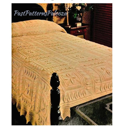 Vintage Knitting Pattern Raised Leaf Counterpane Bedspread PDF Instant Digital Download Retro 1963 Twin Queen Throw Blanket Cotton Thread