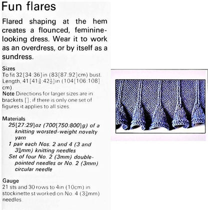 Vintage Knitting Pattern Womens Flounced Flared Edge Sundress Sleeveless Empire Waist Sun Dress PDF Instant Digital Download 10 Ply