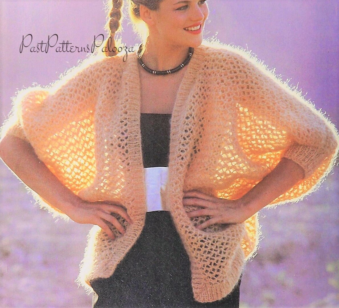 Vintage Knitting Pattern Womens Retro Airy Lace Mohair Jacket Summer Open Cardigan PDF Instant Digital Download Aran Weight 10 Ply