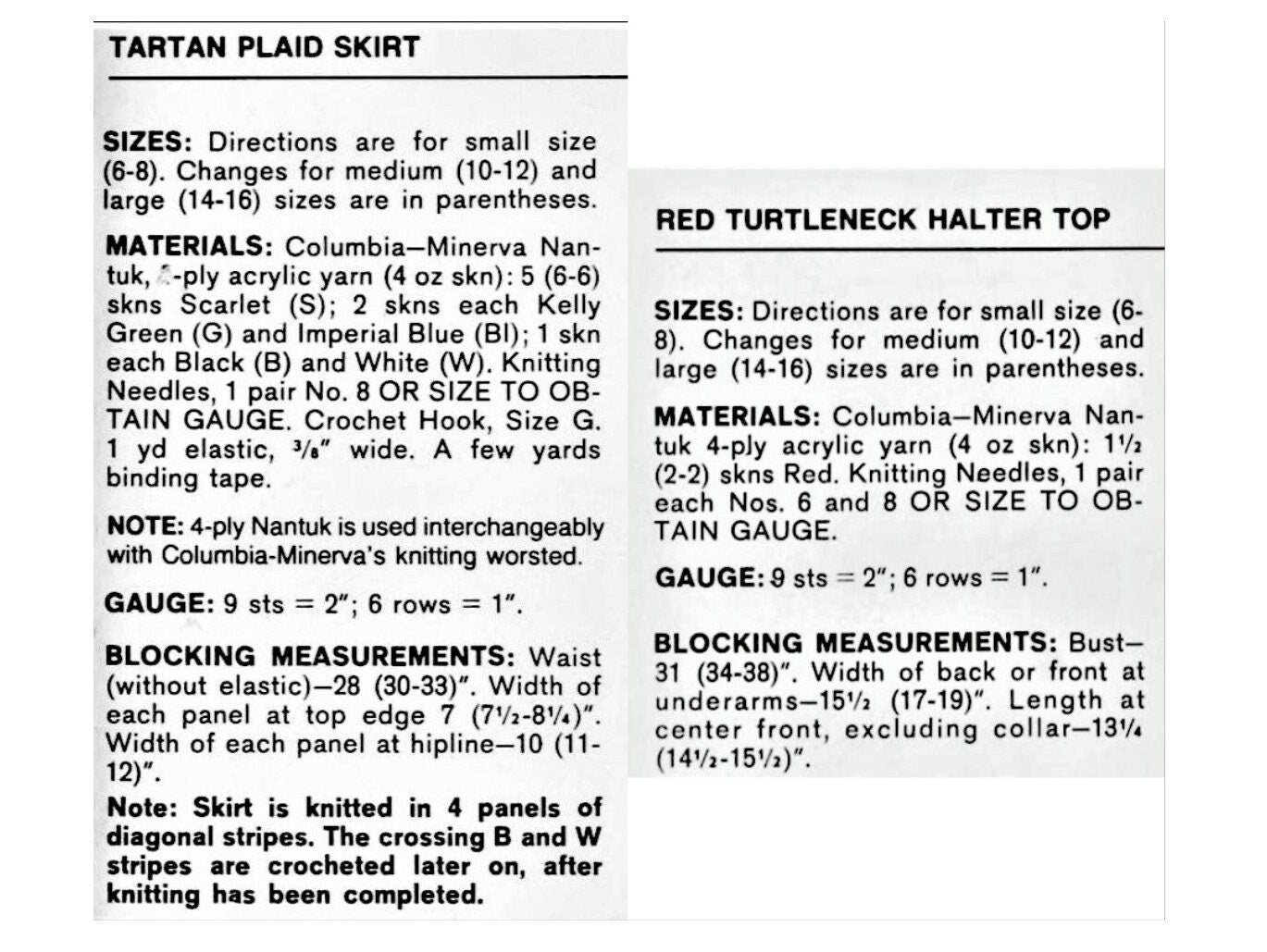 Vintage Knitting Pattern Womens Turtleneck Halter Top and Plaid Maxi Skirt PDF Instant Digital Download Retro 1977 4 Ply