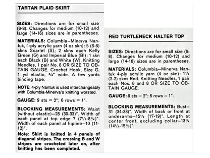 Vintage Knitting Pattern Womens Turtleneck Halter Top and Plaid Maxi Skirt PDF Instant Digital Download Retro 1977 4 Ply