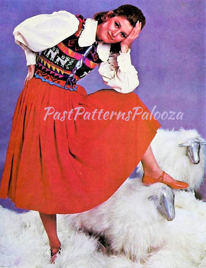 Vintage Knitting Pattern Womens Guatemalan Llama Vest Bohemian Aztec Fair Isle PDF Instant Digital Download Retro Peruvian Vest 5 Ply