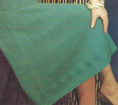 Vintage Knitting Pattern Womens Bobble Diamonds Pullover V Neck Sweater and Skirt Set PDF Instant Digital Download DK 8 Ply