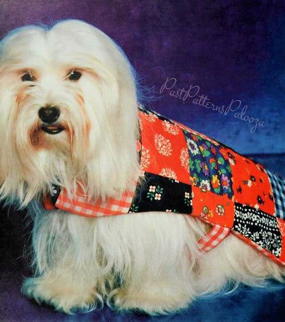 Vintage Sewing Pattern Quilted Patchwork Dog Coat PDF Instant Digital Download Scrap Fabric Prints Quick Easy Puppy Gift