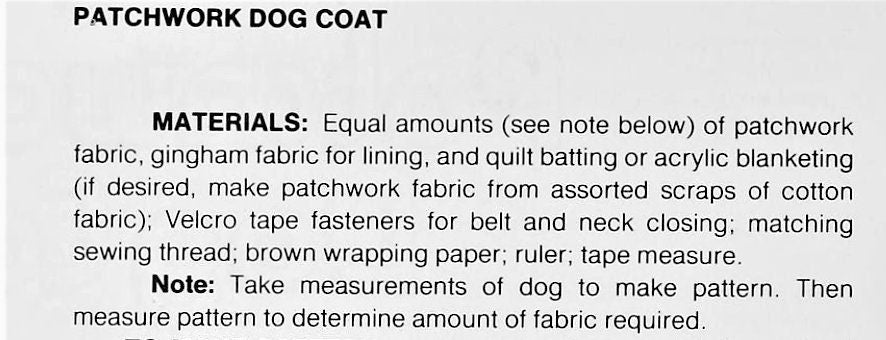 Vintage Sewing Pattern Quilted Patchwork Dog Coat PDF Instant Digital Download Scrap Fabric Prints Quick Easy Puppy Gift